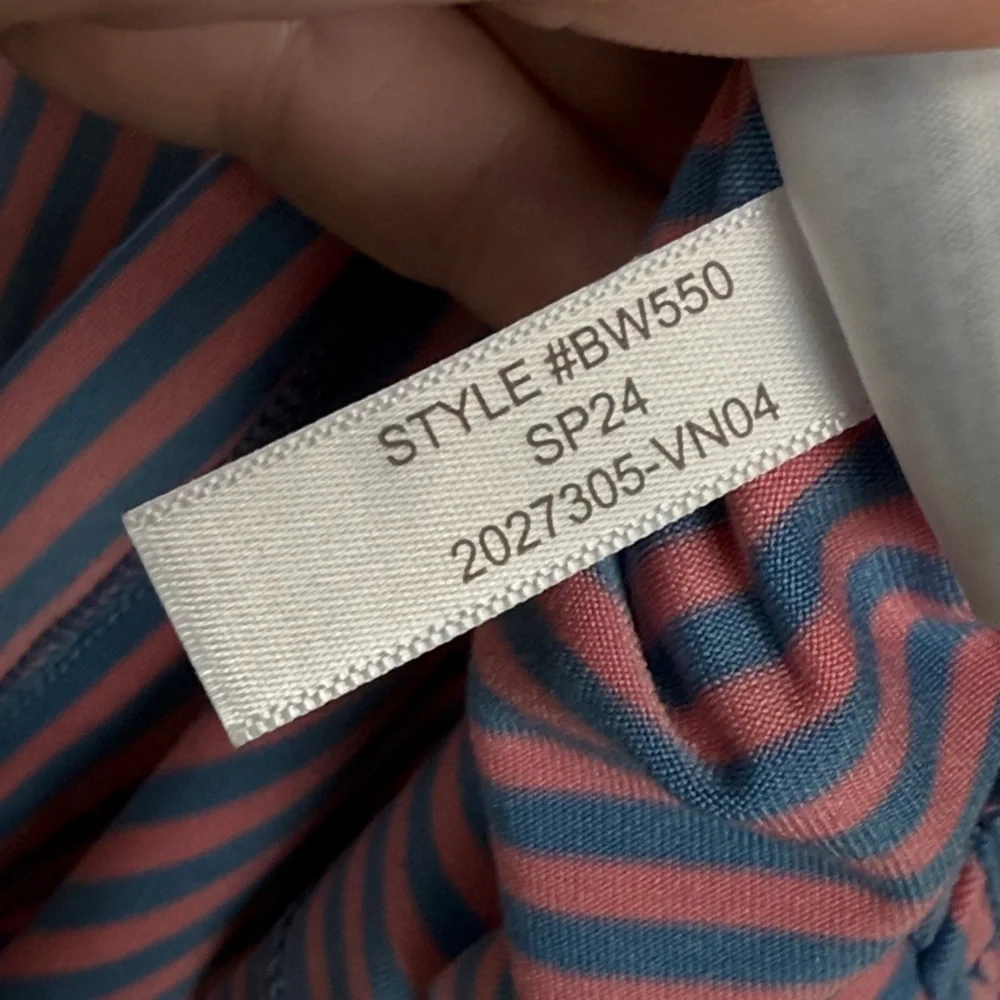 J. Crew Performance Men's Short Sleeve Polo Shirt - Blue and Pink Stripes SZ‎ XL